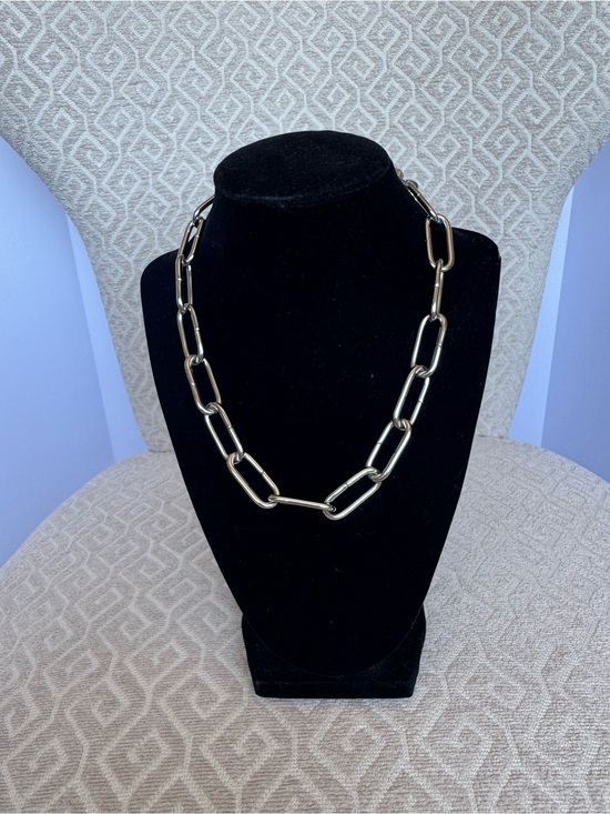 Vitaly Jewelry - Vitaly Silver Tone Paperclip Link Chain Necklace Unisex Statement Piece 18”